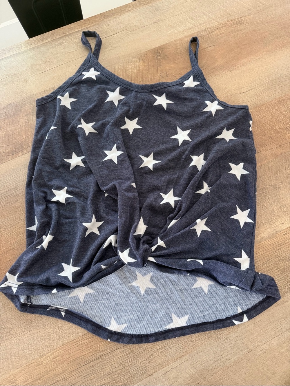 7th Ray Navy Blue White Star Print Swing Tank Top Size Large